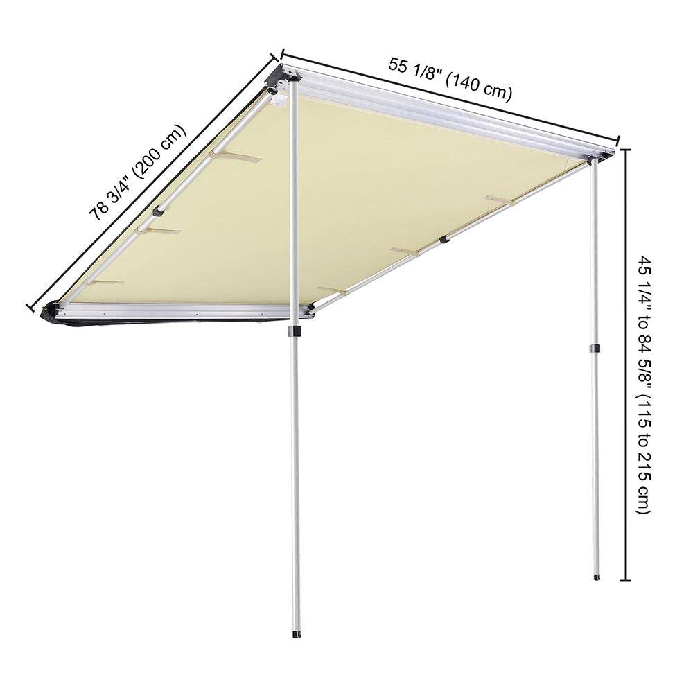 Yescom Car Awning 4' 7" x 6' 7" Vehicle Rooftop Side Tent Shade - TrackMindedHPDE™