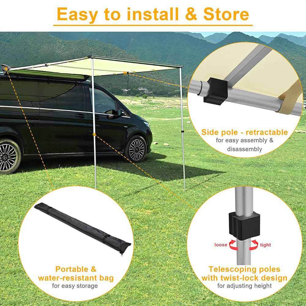 Yescom Awning with LED Light 6.6' x 4.6' Car Side Tailgate Awning - TrackMindedHPDE™