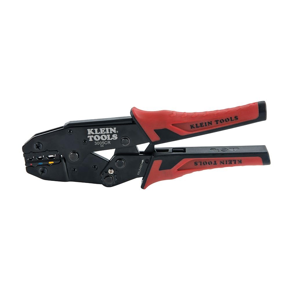 Klein Tools 80013 Wire Stripper / Ratcheting Crimper, Electrical Crimping Tool Kit with Automatic Wire Stripper and Ratcheting Insulated Terminal Crimper, 2-Piece