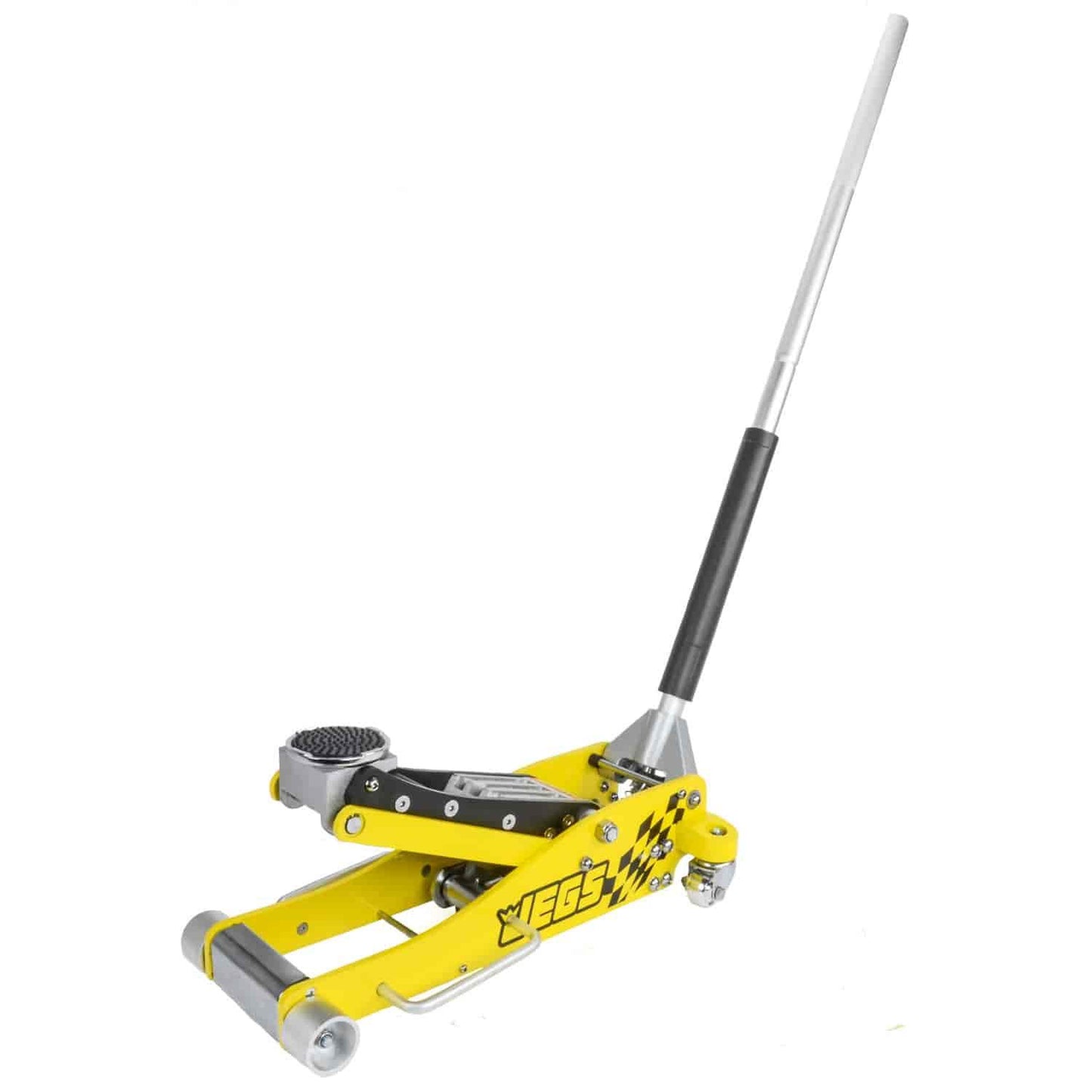 JEGS Professional Low-Profile 3-Ton Aluminum Floor Jack | 3 ½ Inch Minimum Saddle Height | Lightweight Construction | 360 Degree Rotating Saddle - Track Minded HPDE, LLC