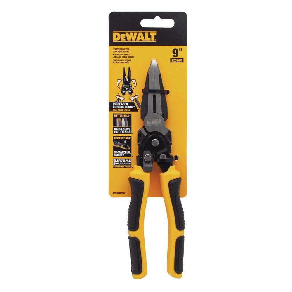 DEWALT DWHT70277 Compound Action Long Nose Pliers 9 Inch , Black