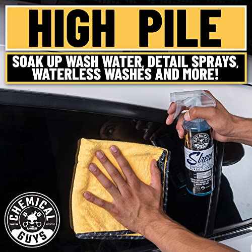 Chemical Guys MIC 506 03 Professional Grade Premium Microfiber Towels, Gold (16 Inch x 16 Inch) (Pack of 3) - Safe for Car Wash, Home Cleaning & Pet Drying Cloths