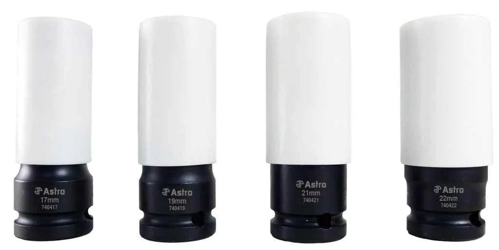 Astro Pneumatic Tool 7404 Flank Bite Damaged Lug Nut Socket Set w/Spinning Protective Sleeves - Track Minded HPDE, LLC