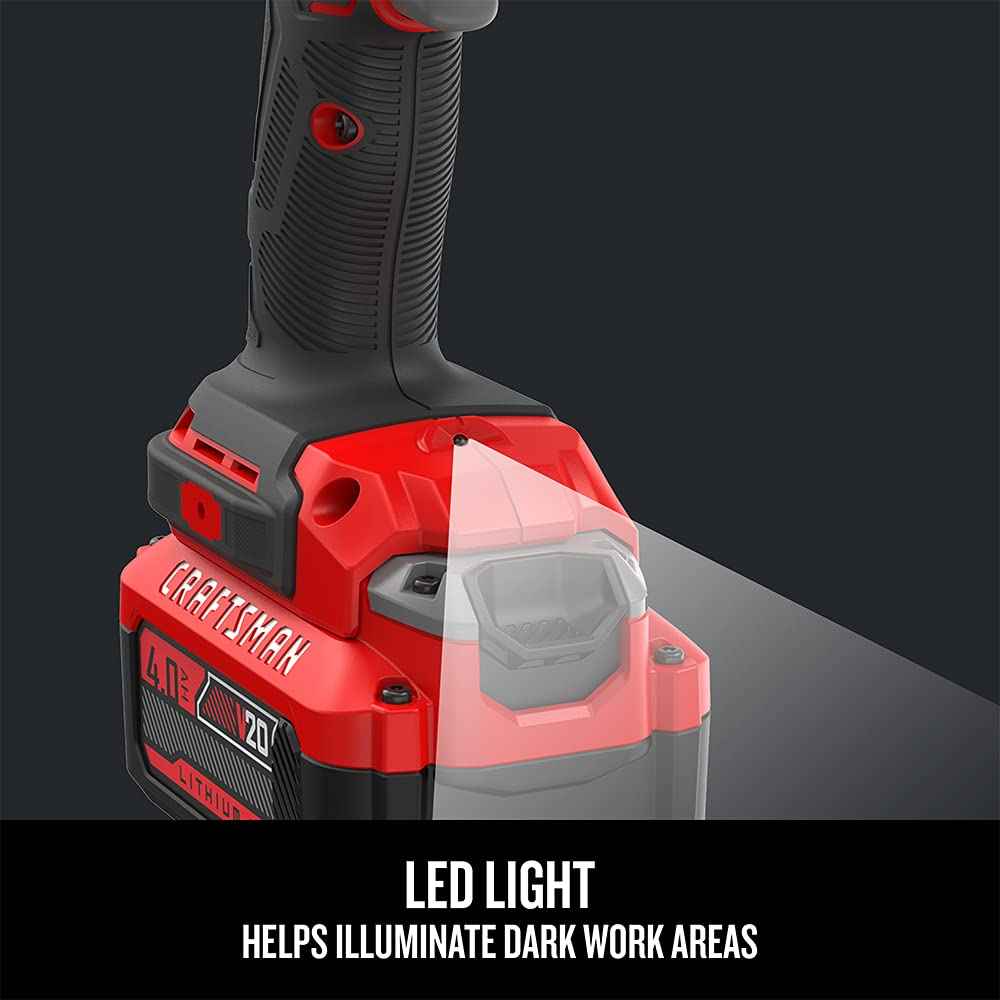CRAFTSMAN V20 RP 1/2 inch Cordless Impact Wrench Kit, Brushless, 4Ah Battery and Charger Included (CMCF900M1)