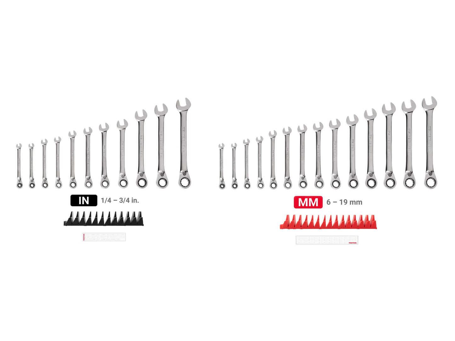 TEKTON Reversible 12-Point Ratcheting Combination Wrench Set with Modular Organizers, 25-Piece (1/4-3/4 in., 6-19 mm) | WRC94304