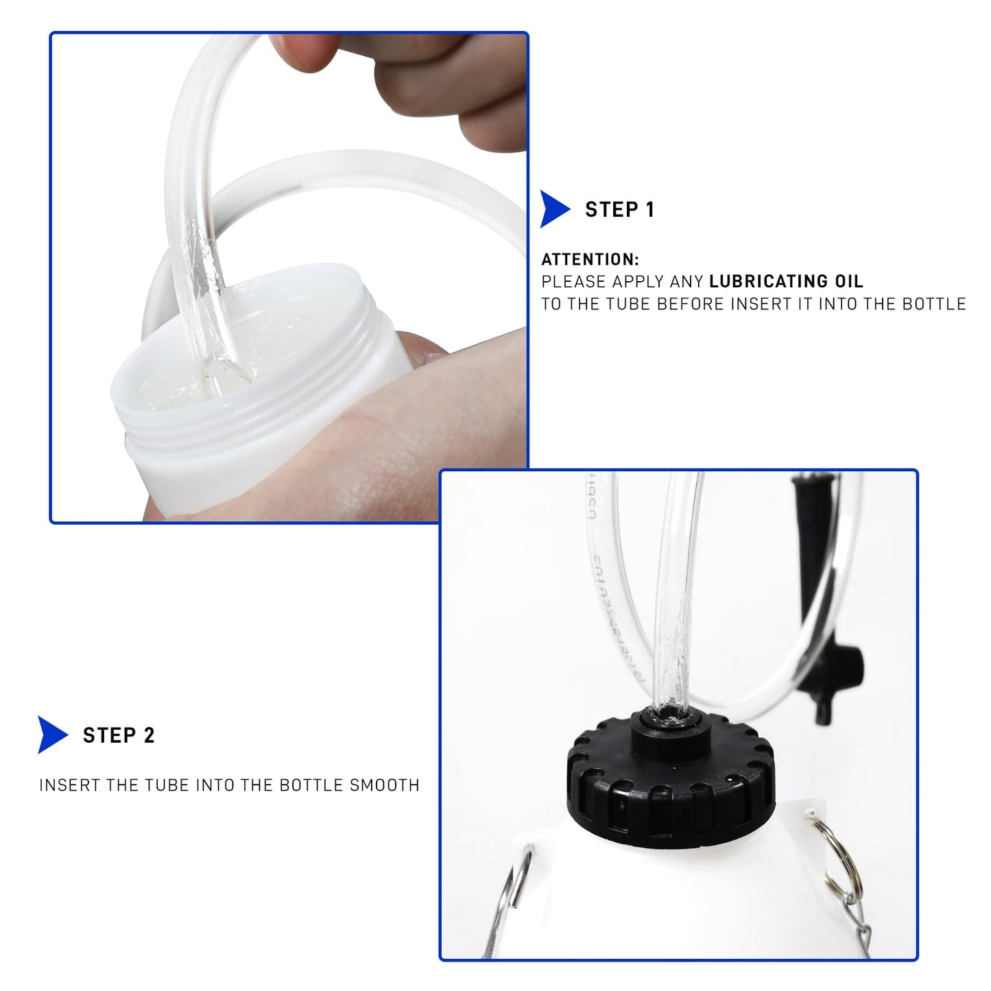 PESIKO 1L Brake Bleeder Bottle One Person, Brake Fluid Bleeding kit with 24 inch Tube and Rubber Connector for Collect Brake Fluid