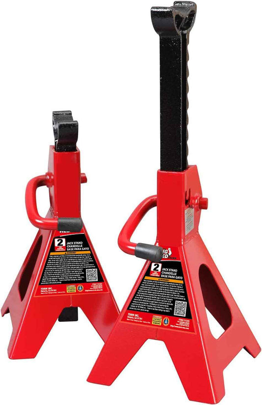 BIG RED AT42002R-3 Torin Jack Stands (1 Pair): Exceptional Use for Cars, Sedans, and Most Automobiles - 2 Ton (4,000 lb.) Capacity, Red