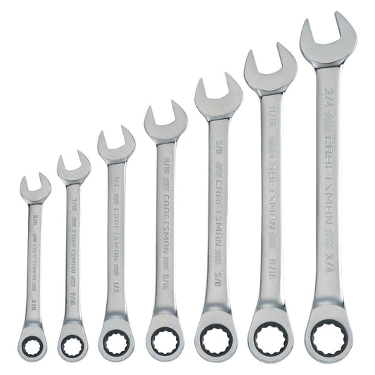 CRAFTSMAN 7-Piece Combination Ratcheting Wrench Set, 12-Point Standard SAE (CMMT87020)