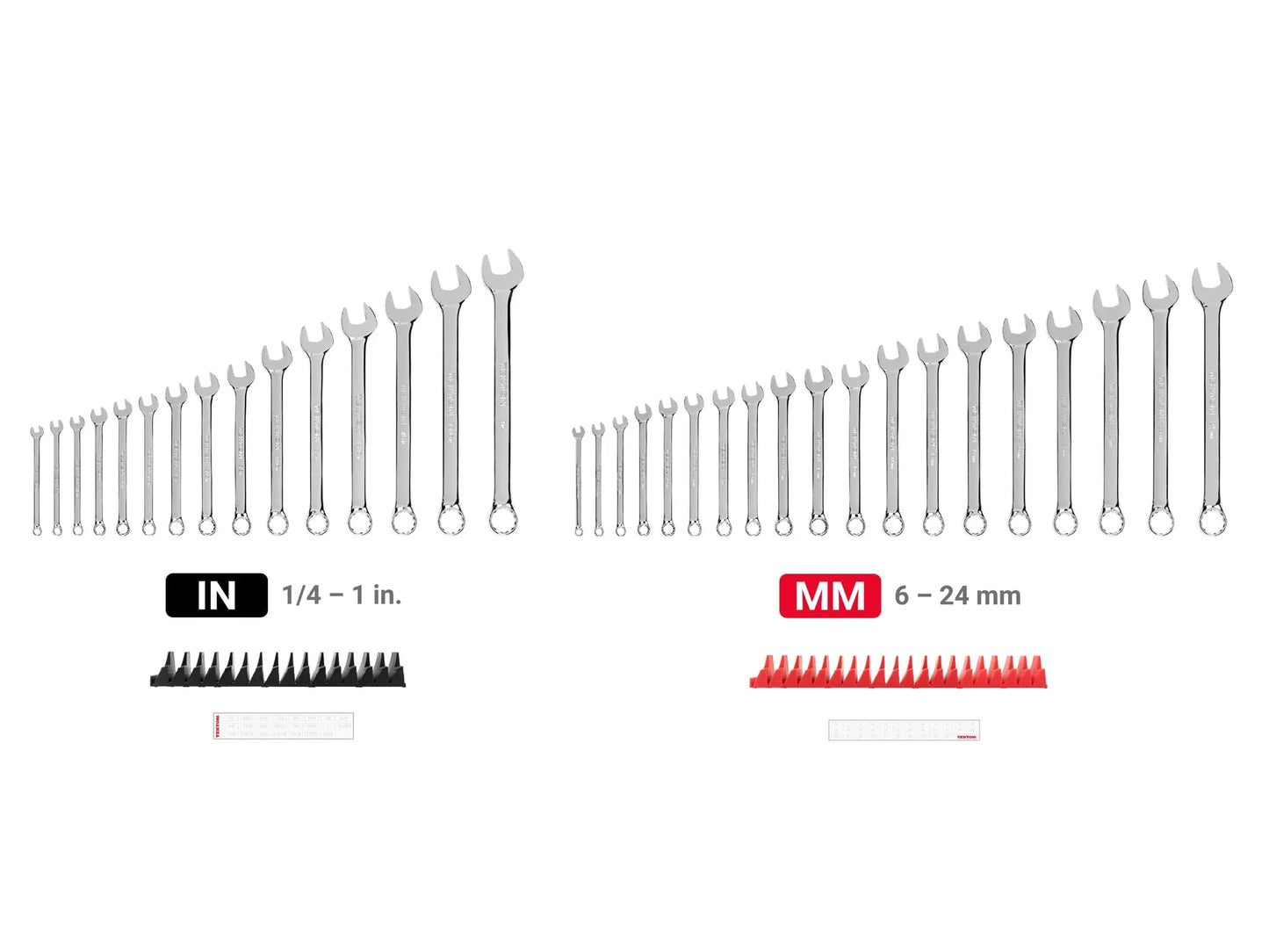 TEKTON Combination Wrench Set with Modular Organizers, 34-Piece (1/4-1 in., 6-24 mm) | WCB95302 - Track Minded HPDE, LLC