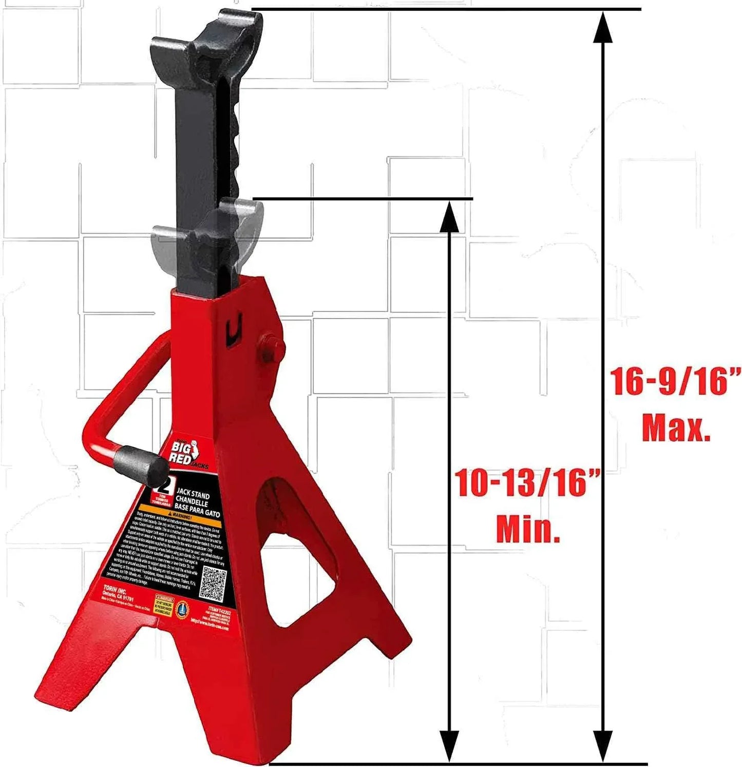BIG RED AT42002R-3 Torin Jack Stands (1 Pair): Exceptional Use for Cars, Sedans, and Most Automobiles - 2 Ton (4,000 lb.) Capacity, Red - Track Minded HPDE, LLC