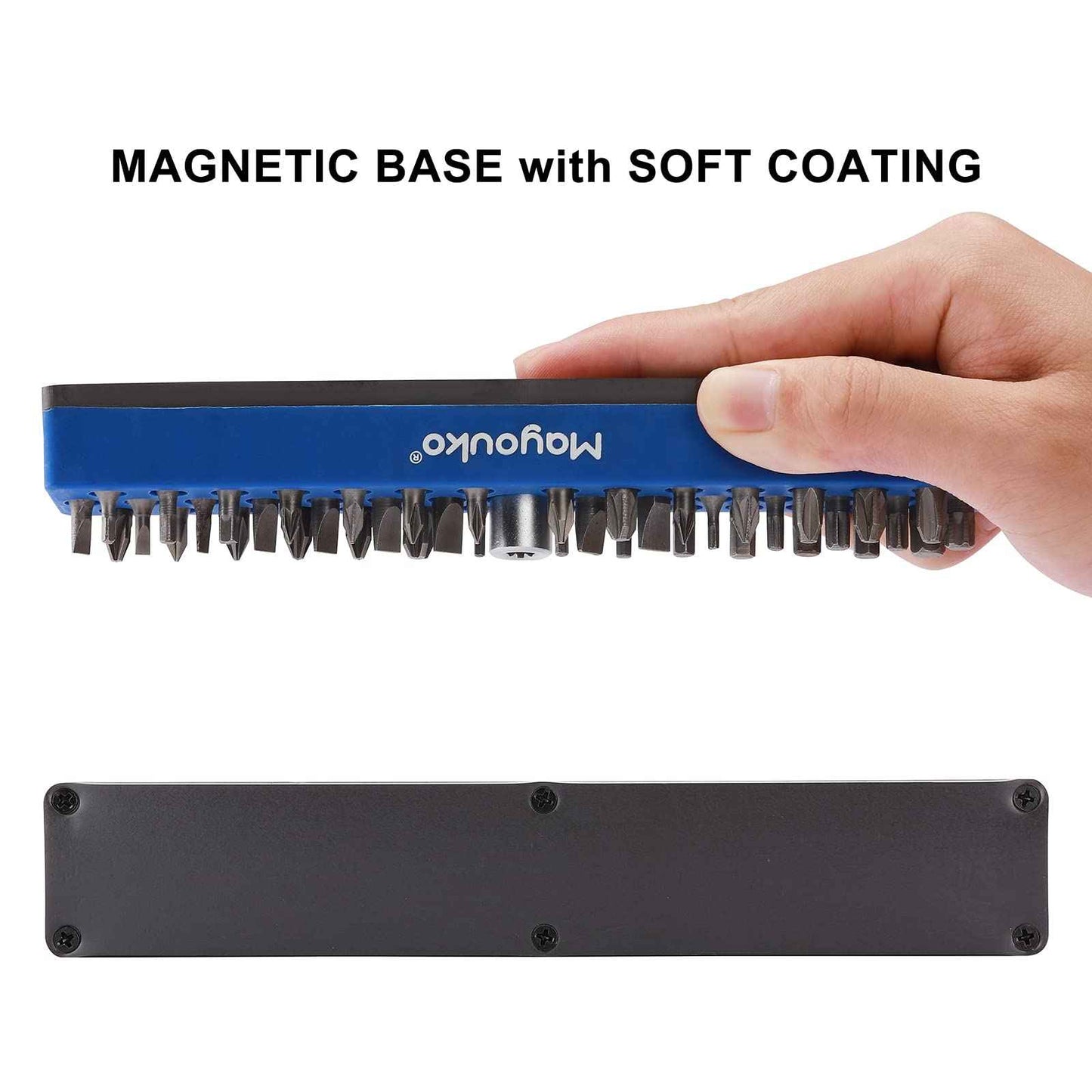 Mayouko 3PCS 1/4" Magnetic Hex Bit Holder Rack Organizer, 129 Holes, 1/4-Inch Drill Bit Holder, 3 Racks, Magnetic Bit Holder with Magnet Base for Screwdriver Bits