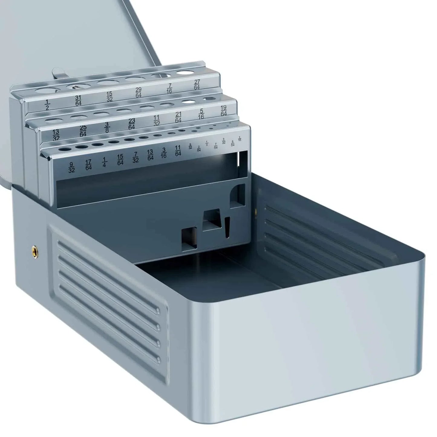 29PCS Drill Bit Index Box, Empty Metal Case (Excluding Drill Bits), 1/16"-1/2" - Track Minded HPDE, LLC