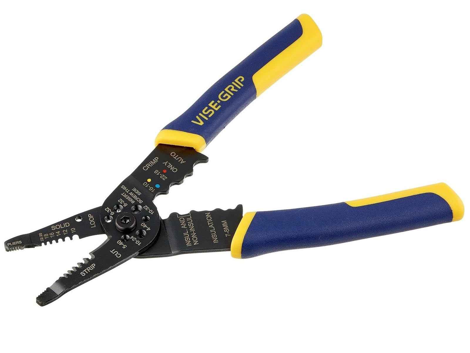 IRWIN VISE-GRIP Wire Stripper, 8 inch, Cuts 10-22 AWG, Plier Style Nose, ProTouch Grip for Maximum Comfort (2078309)