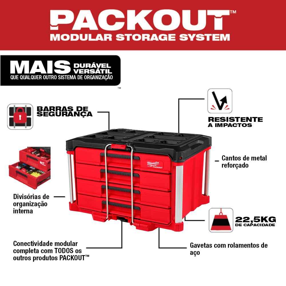 Milwaukee Packout 4 Drawer Tool Organizer Box - 48-22-8444