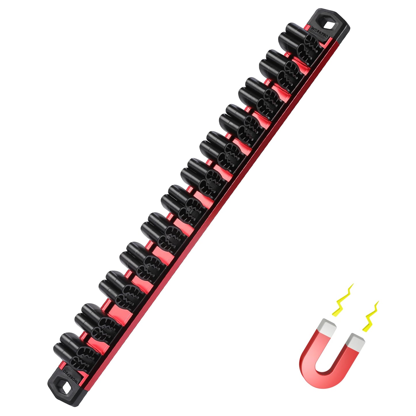 WORKPRO Magnetic Screwdriver Organizer and Wrench Organizer, Aluminum Rail Magnetic Tool Organizer, Tool Holder, Toolbox Organization, 12-Slot Screwdriver and Wrench Holder (Tools not Included)