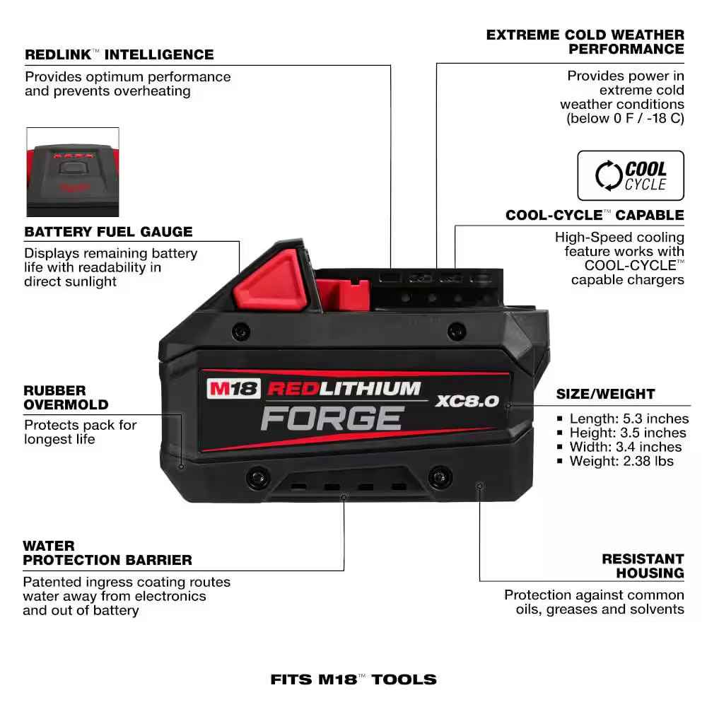 Milwaukee Electric - M18 REDLITHIUM Forge XC8.0 Battery Pack