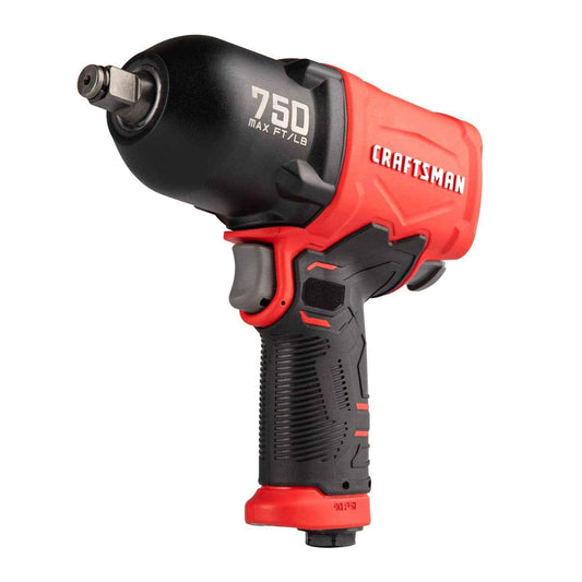 CRAFTSMAN 1/2-in 750 ft-lbs Air Impact Wrench, Composite Body, Variable Power Settings, 1/4-in NPT Air Inlet