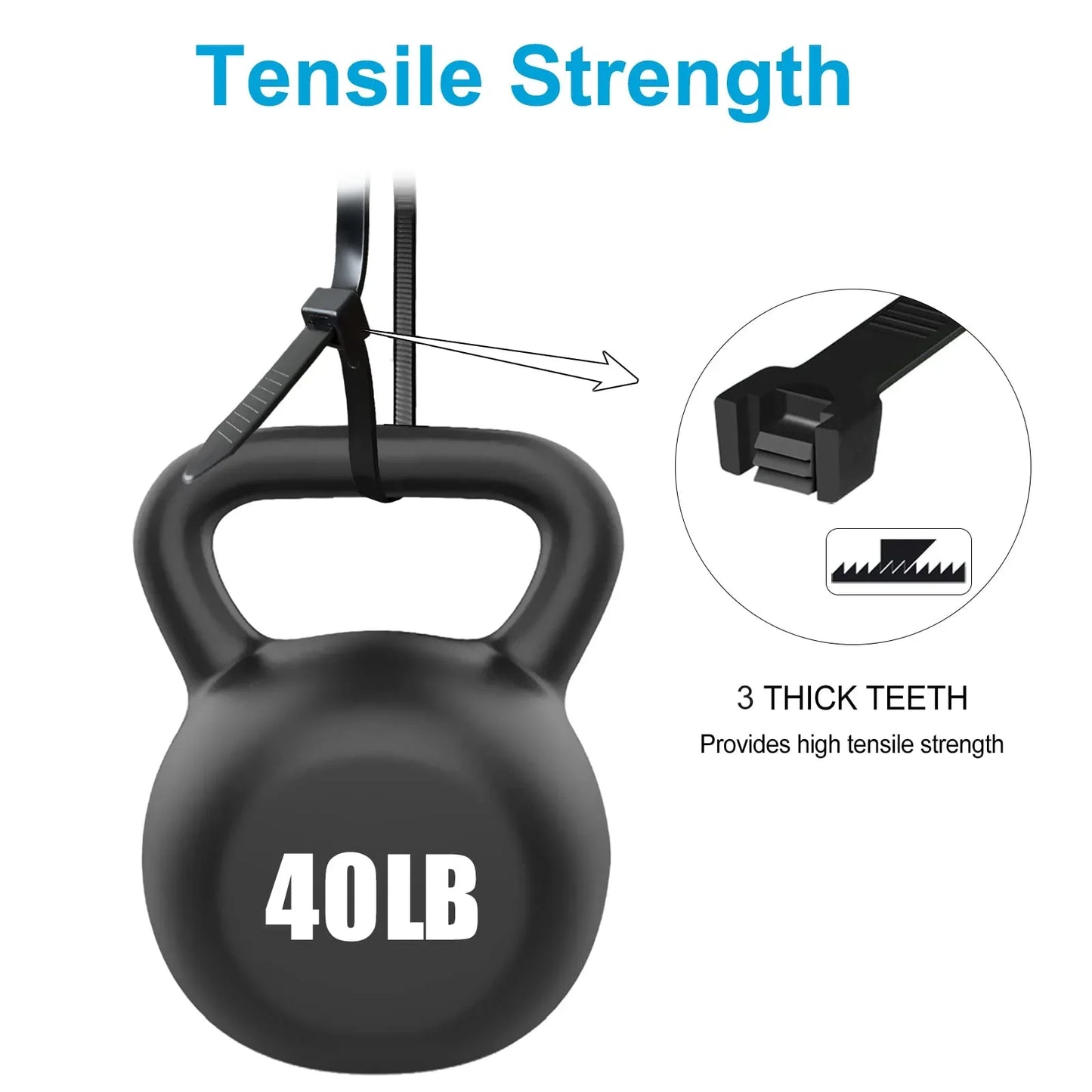 Zip Ties 8 inch (100 Pack), 40lbs Tensile Strength, Black Cable Ties, Wire Ties for indoor and outdoor use, by Skalon - Track Minded HPDE, LLC