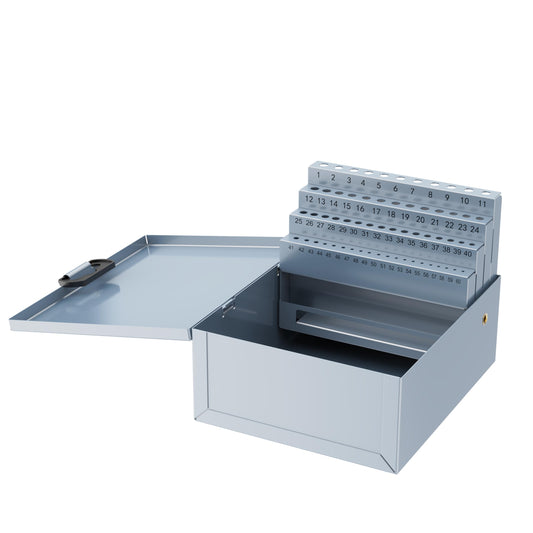 60PCS Number Size Drill Bit Index Box, Empty Metal Case (Excluding Drill Bits), #1-60