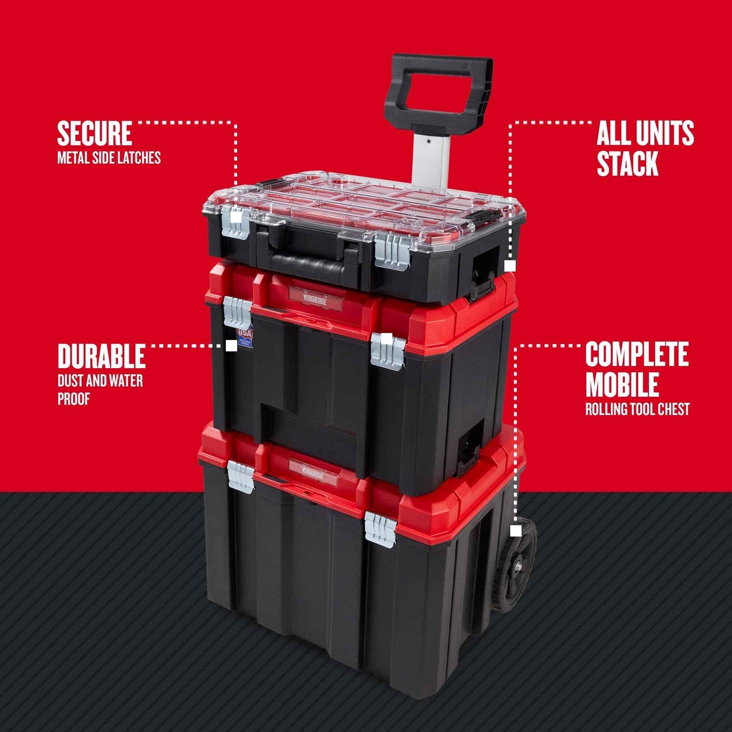 CRAFTSMAN VERSASTACK 17.126-in Metal Wheels Lockable Tool Box - Track Minded HPDE, LLC