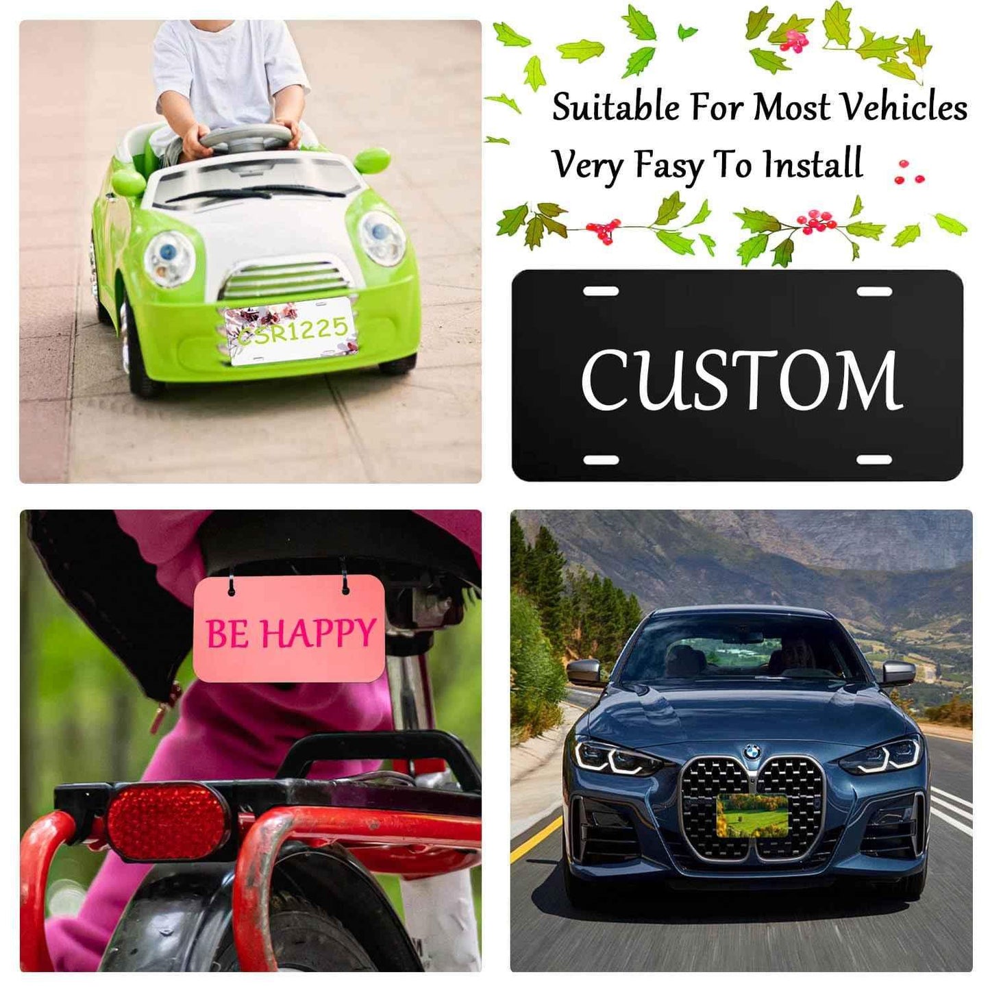 Custom License Plate for Front of Car, Personalized Number Plate Customized Your Text Image Photo Logo, Suitable for Truck Car Door Plate Bar Cafe Auto Accessories (6X12 Inch) - Track Minded HPDE, LLC