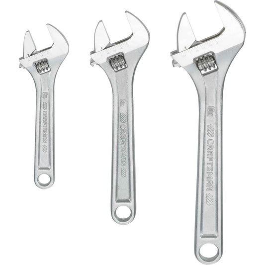CRAFTSMAN Adjustable Wrench Set, 3-Piece All Steel, Metirc and SAE Scale (CMMT12001)