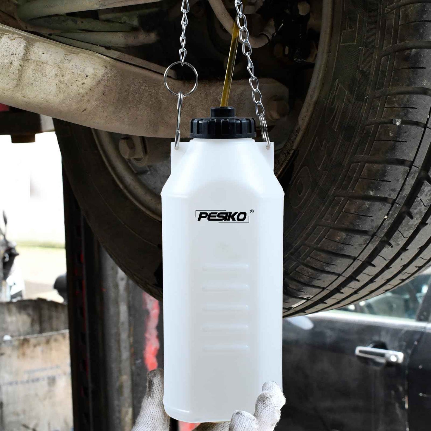 PESIKO 1L Brake Bleeder Bottle One Person, Brake Fluid Bleeding kit with 24 inch Tube and Rubber Connector for Collect Brake Fluid