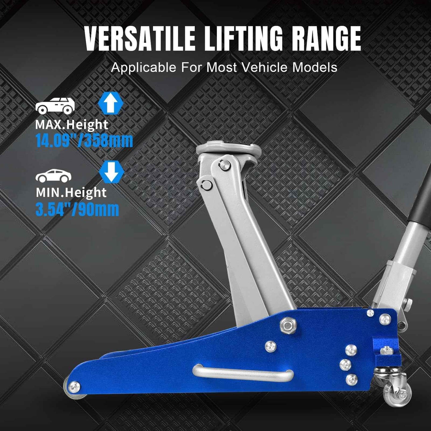 BIG RED T815016L Torin Hydraulic Low Profile Aluminum and Steel Racing Floor Jack with Dual Piston Quick Lift Pump, 1.5 Ton (3,000 lb) Capacity, Blue, T815016L - Track Minded HPDE, LLC