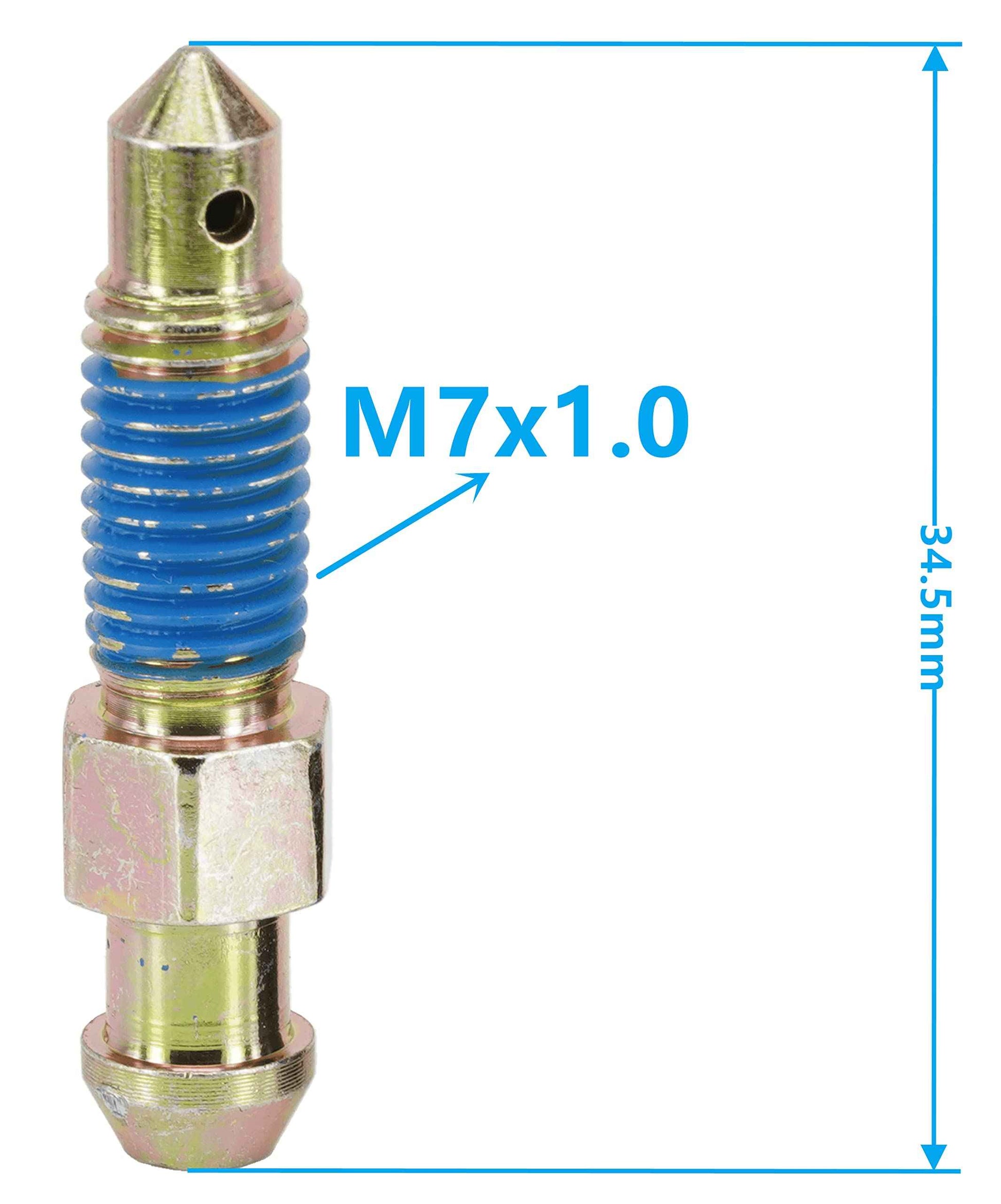 Dsnaduo 4 PCS Speed Bleeder, Bleeder Valve, Brake Bleeder Screws, Quick Bleeders with Dust Caps, M7x1.0-34.5mm, H9411-4, 105400, 639570