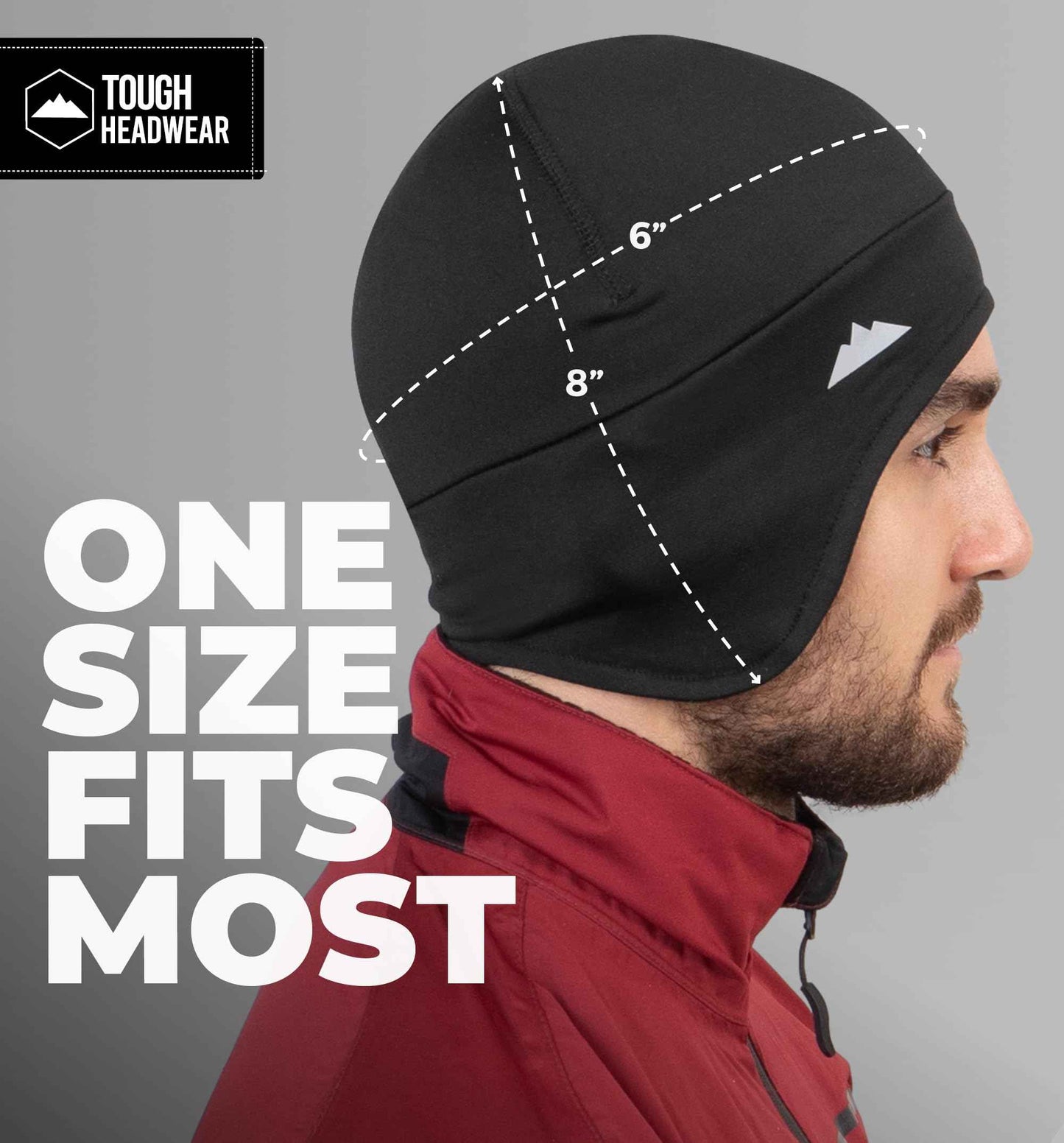 Tough Headwear Thermal Helmet Liner Skull Caps for Men - Winter Running Beanie, Helmet Cap & Cycling Caps for Running, Skiing, Winter Sports Black