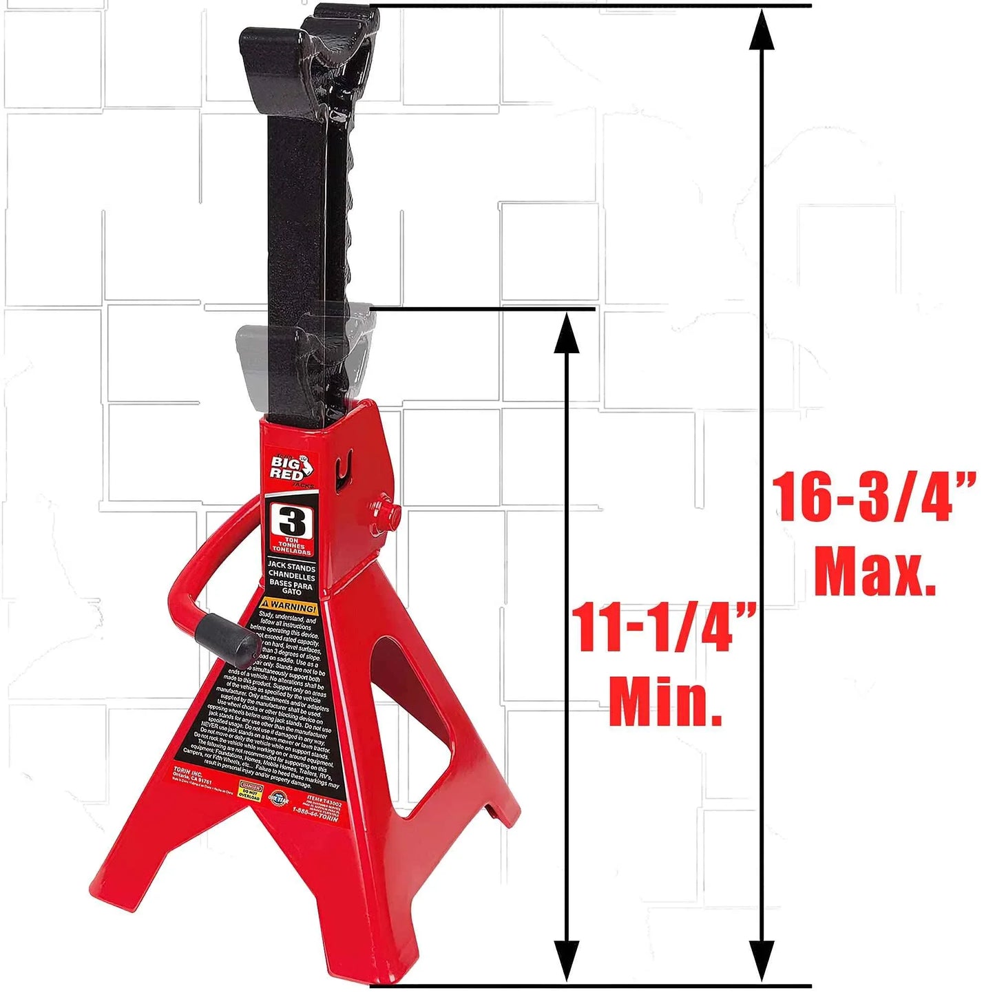 BIG RED T43202 Torin Heavy Duty Steel Jack Stands: 3 Ton (6,000 lb) Capacity Car Lifting Stand,1 Pair (Not Suitable for SUV,Truck) - Track Minded HPDE, LLC