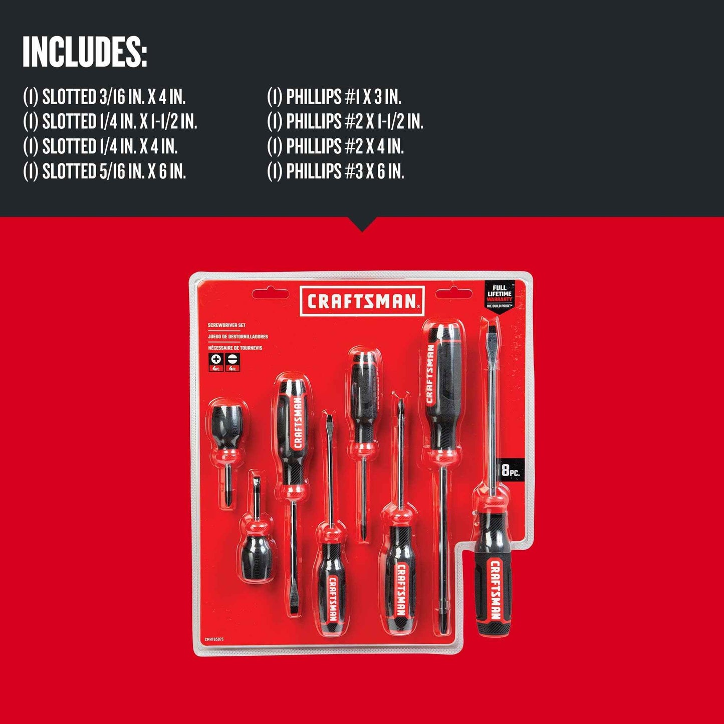 CRAFTSMAN Screwdriver Set, Bi-Material, 8 Piece Set (CMHT65075N)