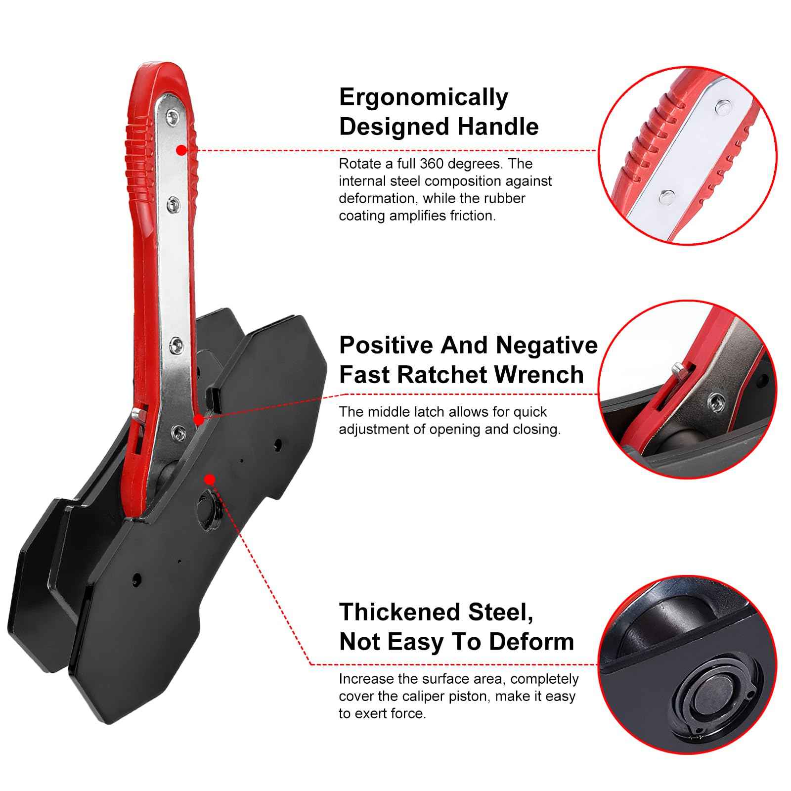 Brake Caliper Compression Tool with 2 Brake Caliper Hooks, 2 Brake Disc Lubricant, 5 in 1 Professional Caliper Piston Compressor Tool Brake Pad Spreader for Single/Twin/Quad Piston Calipers, extended