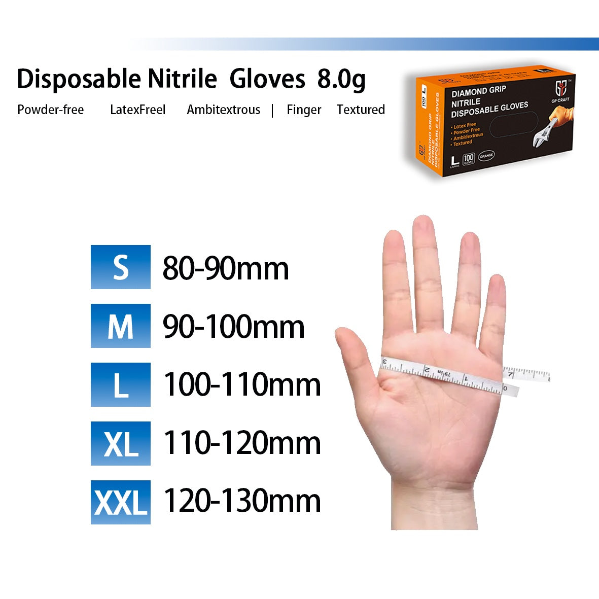 Protect those Hands! Heavy Duty Orange Nitrile Industrial Disposable Gloves with Diamond Textured Grip for Mechanics
