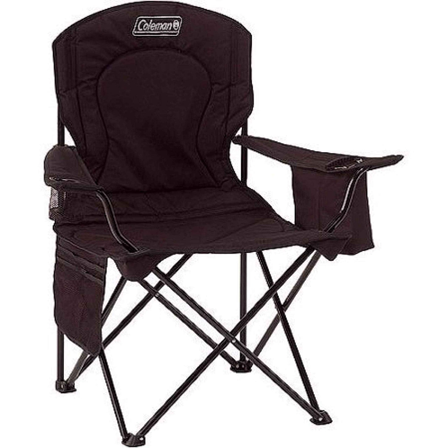 Coleman Portable Camping Chair with 4-Can Cooler, Cushioned Seat & Back with Side Pockets & Cup Holder, Carry Bag Included, Great for Camping, Tailgating, Firepits, Patio, & More