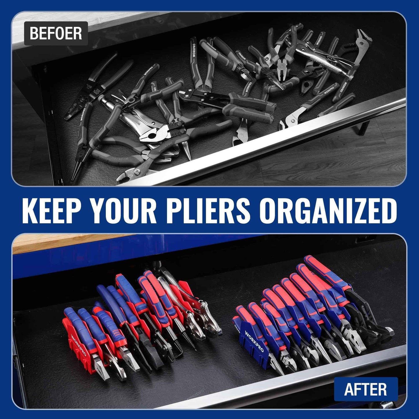 WORKPRO 2-Pack Plier Organizer Rack, Pliers Holder and Cutter Organizers with Non-Slip Rubber Base, 20-Slot Tool Box Organizer, Tool Drawer Organizer, Tool Storage, Plier Rack (Pliers Not Included) - Track Minded HPDE, LLC