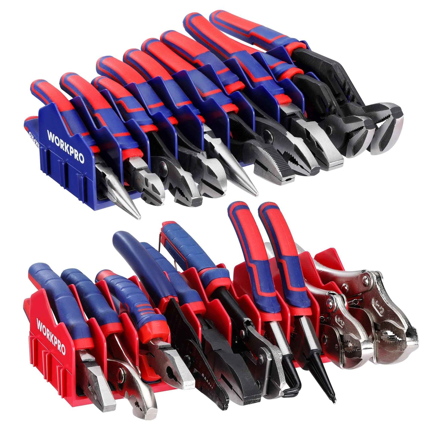 WORKPRO 2-Pack Plier Organizer Rack, Pliers Holder and Cutter Organizers with Non-Slip Rubber Base, 20-Slot Tool Box Organizer, Tool Drawer Organizer, Tool Storage, Plier Rack (Pliers Not Included)