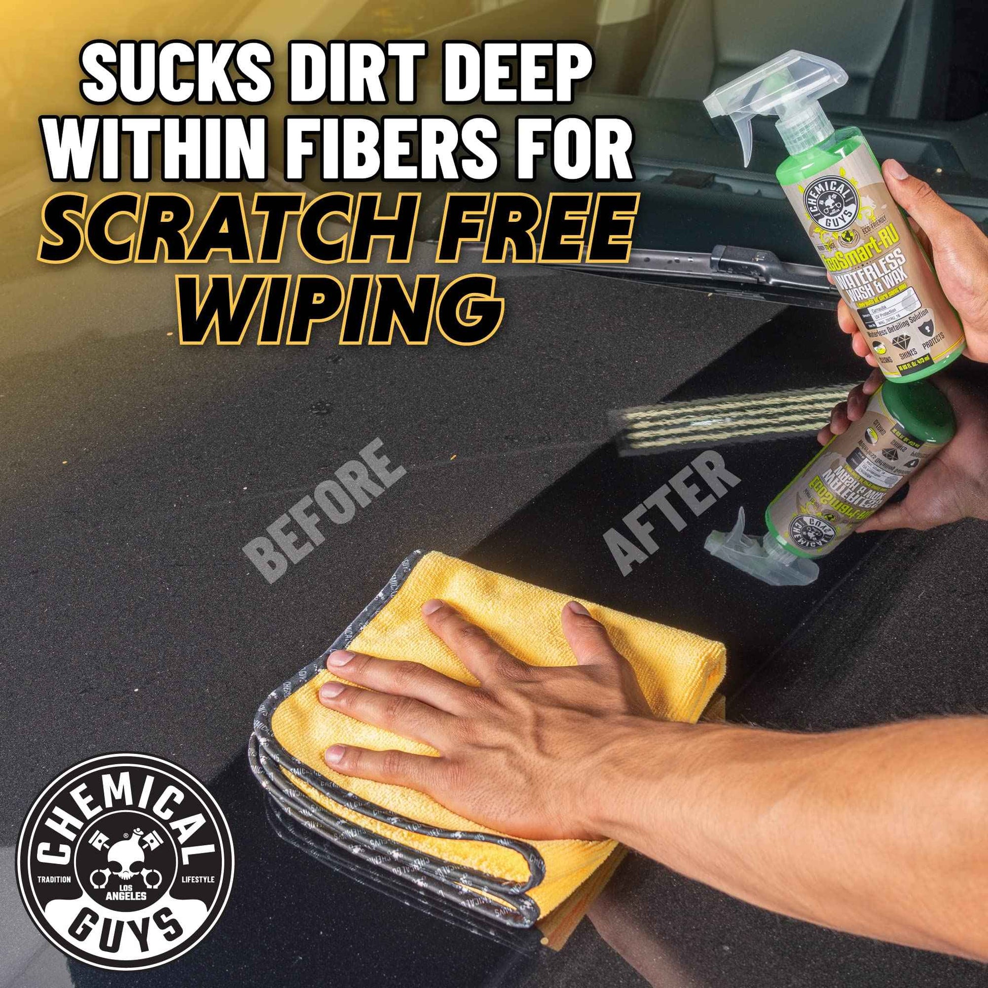 Chemical Guys MIC_506_12 Professional Grade Premium Microfiber Towels, Gold (16 Inch x 16 Inch) (Pack of 12) - Safe for Car Wash, Home Cleaning & Pet Drying Cloths