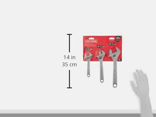 CRAFTSMAN Adjustable Wrench Set, 3-Piece All Steel, Metirc and SAE Scale (CMMT12001)