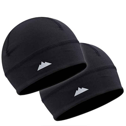 Set of two black Cooling Skull Caps for sweat wicking and UV protection, ideal helmet liners for cycling, running, and outdoor sports.
