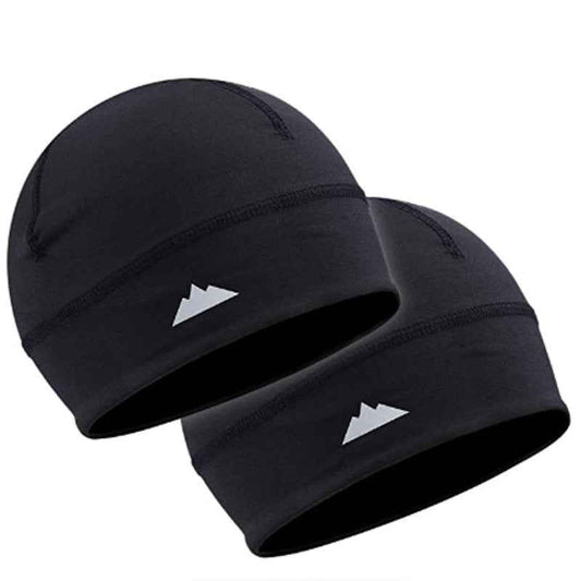 Set of two black Cooling Skull Caps for sweat wicking and UV protection, ideal helmet liners for cycling, running, and outdoor sports.