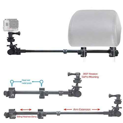 ChargerCity Dual Post Telescopic Headrest Mount for GoPro Hero & Action Cameras