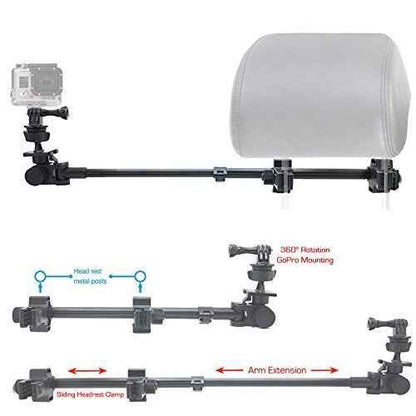 ChargerCity Dual Post Telescopic Headrest Mount for GoPro Hero & Action Cameras