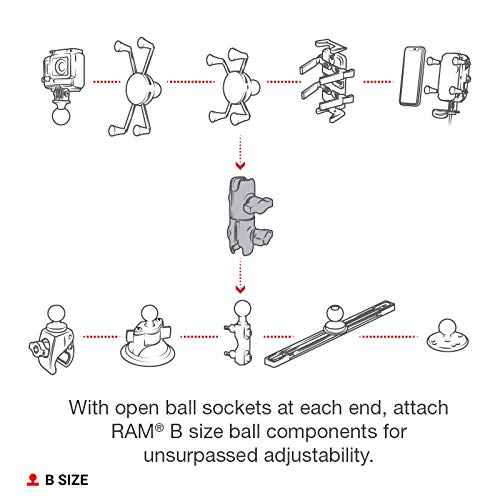 RAM Mounts RAP-B-200-12U Composite Double Socket Swivel Arm Compatible with RAM B Size 1" Ball Components
