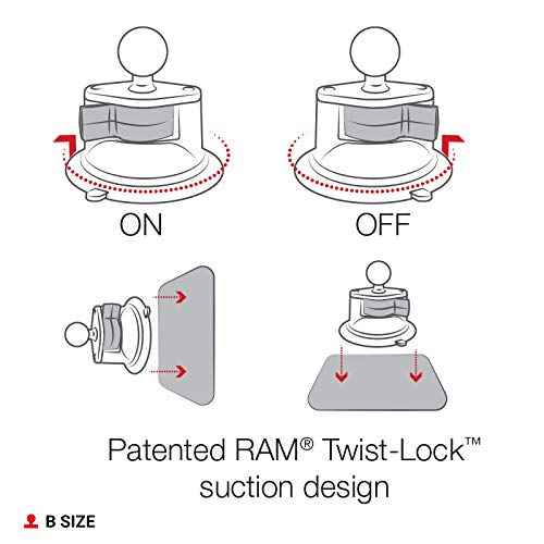 RAM MOUNTS Twist-Lock Composite Suction Cup Base with Ball RAP-B-224-1U with B Size 1" Ball