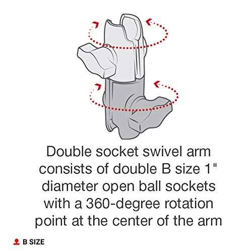 RAM Mounts RAP-B-200-12U Composite Double Socket Swivel Arm Compatible with RAM B Size 1" Ball Components