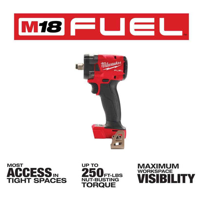 Milwaukee Electric - M18 Fuel 1/2 Compact Impact Wrench W/FRIC Ring