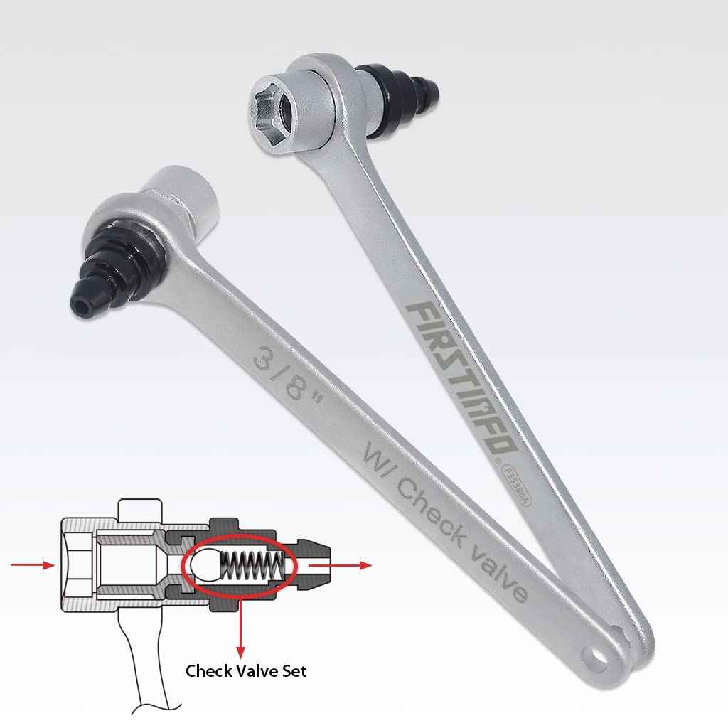 FIRSTINFO F35386A 3/8 Inch Mini Brake Bleeder Wench with Check Valve and 6 Point Socket for Automotive and Motorcycle Brake Bleeding