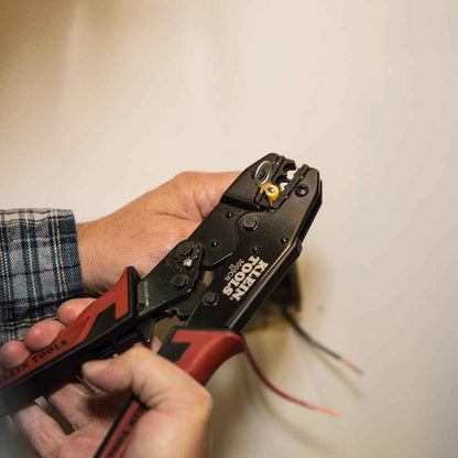 Klein Tools 80013 Wire Stripper / Ratcheting Crimper, Electrical Crimping Tool Kit with Automatic Wire Stripper and Ratcheting Insulated Terminal Crimper, 2-Piece