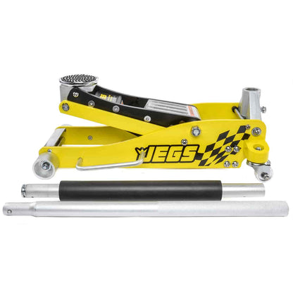 JEGS Professional Low-Profile 3-Ton Aluminum Floor Jack | 3 ½ Inch Minimum Saddle Height | Lightweight Construction | 360 Degree Rotating Saddle